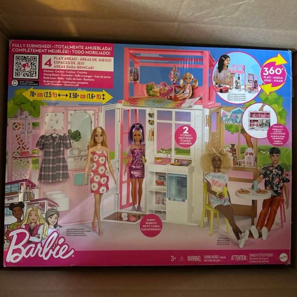 Barbie Dreamhouse 360 Playset with Pink and White all accessories